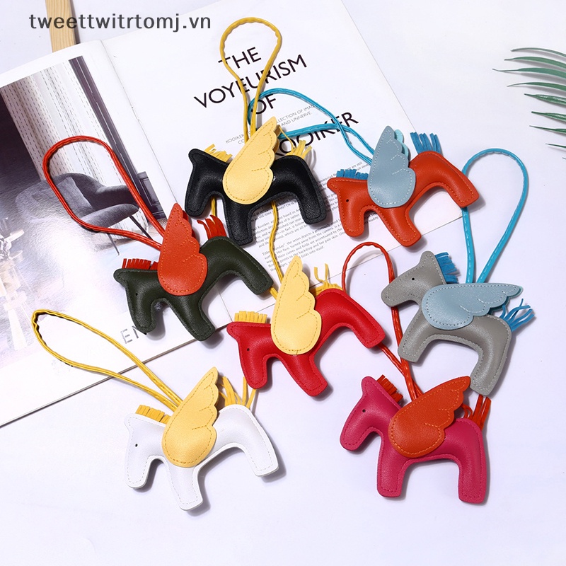 Móc Khóa Da pu Nhẹ Hình Ngựa Cánh Thiên Thần mini Trang Trí Túi Xách / Chìa Khóa Xe Hơi vn