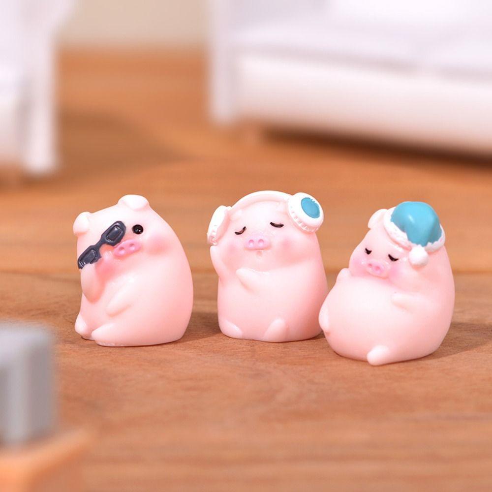 Mmluck Tượng Heo Hoạt Hình mini Bằng resin resin Trang Trí Xe Hơi diy