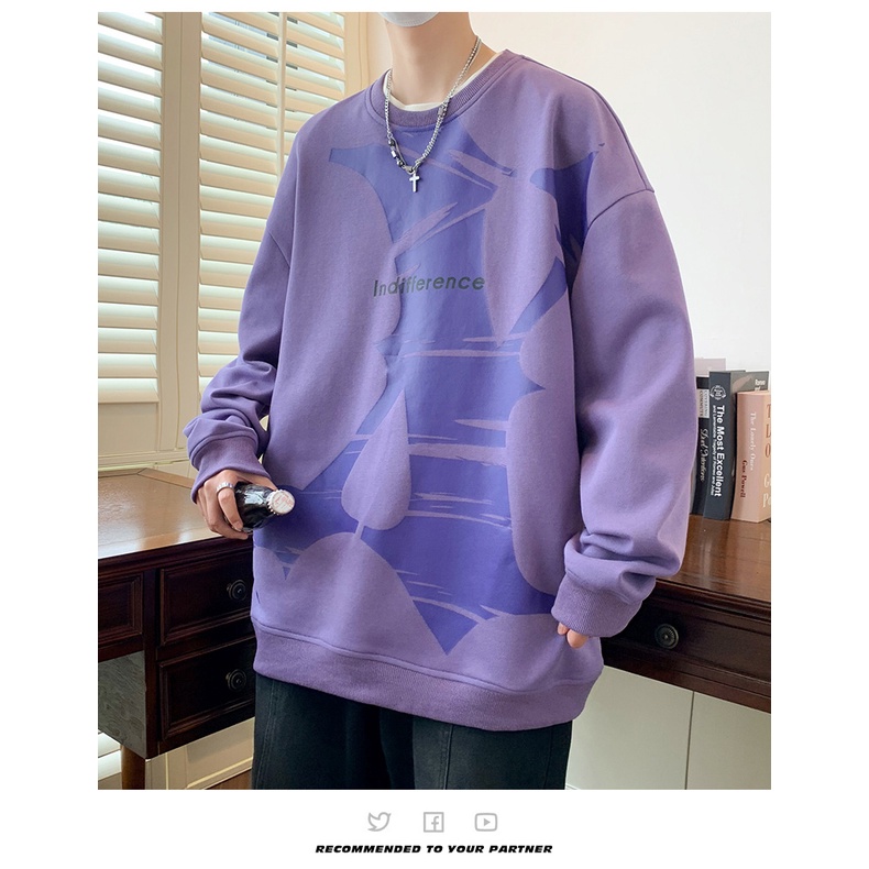 Áo Thun Tay Dài Cổ Tròn Dáng Rộng Thời Trang Mùa Thu Cho Nam