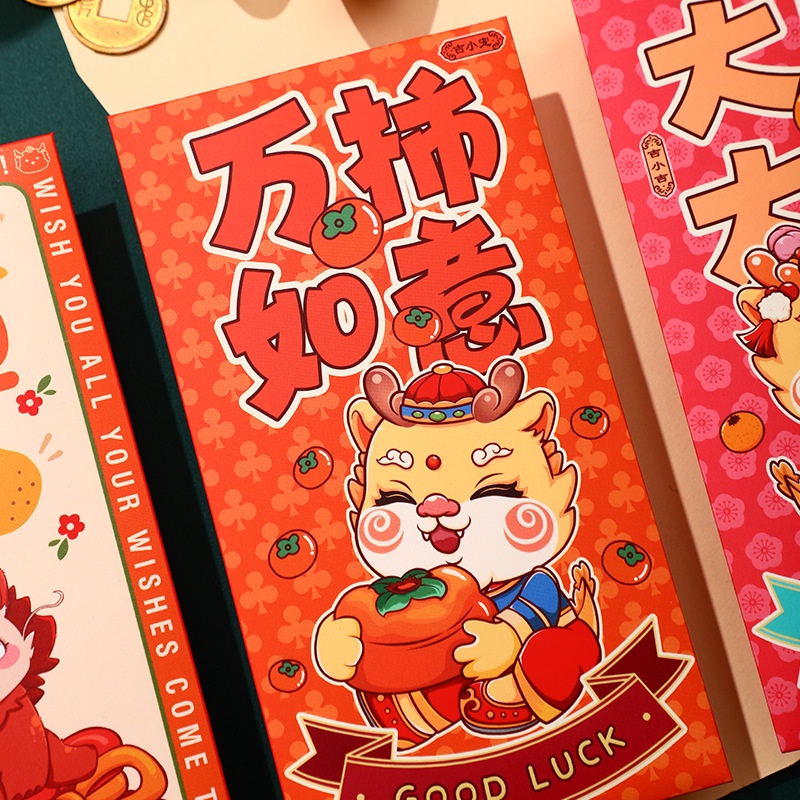 Set 6 Bao Lì Xì Đỏ angpao Mừng Năm Mới 2024