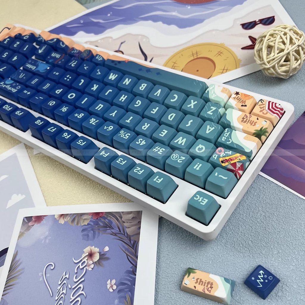 Thế Giới Dưới Nước Keycaps MDA Profile Biển Xanh PBT DYE SUB Bàn Phím Cơ Keycap