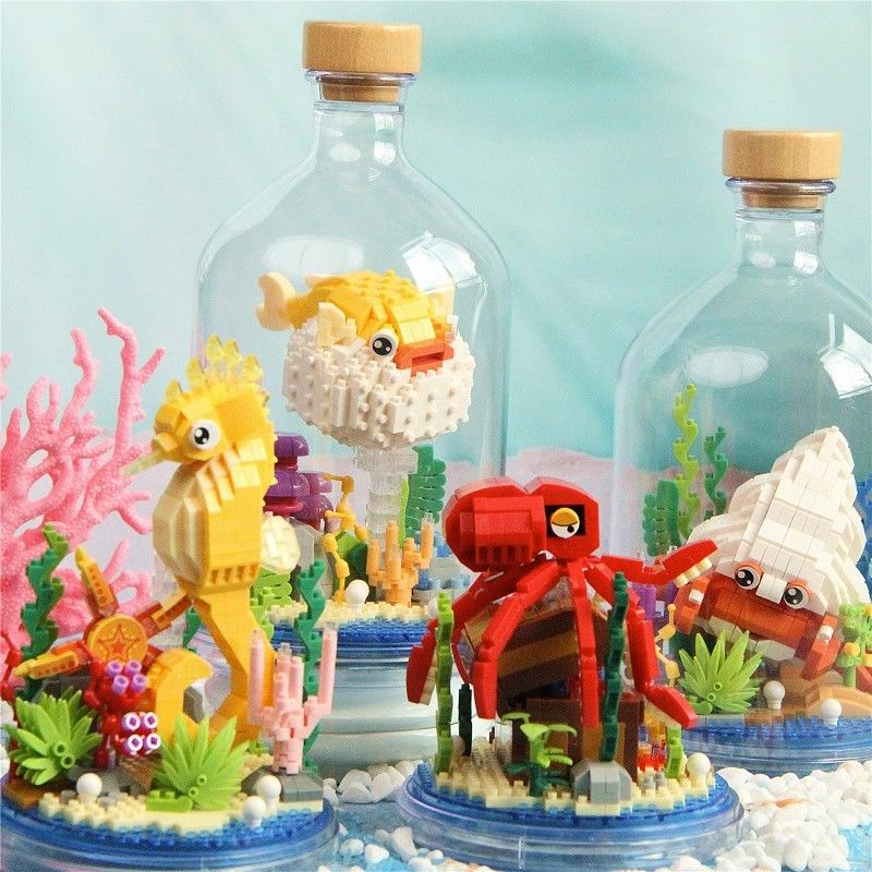 Sea life Bộ Đồ Chơi Lắp Ráp Mô Hình Cá Ngựa Bạch Tuộc Giáo Dục Cho Bé Trai Bé Gái