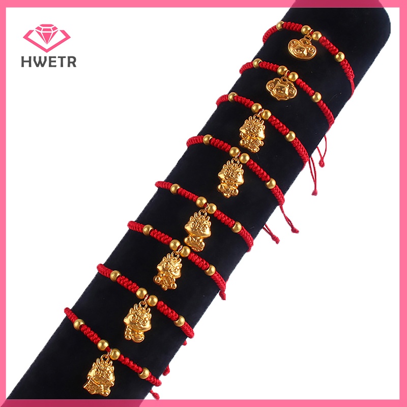 Vòng Tay Dây Đỏ May Mắn Khắc Hình Rồng Năm 2024 Mới