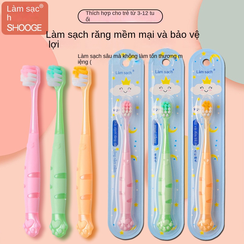 Bàn Chải Đánh Răng Lông Mềm Hình Dấu Chân Mèo Hoạt Hình Cho Bé 3-6 - 12 Tuổi chubby 1iyb
