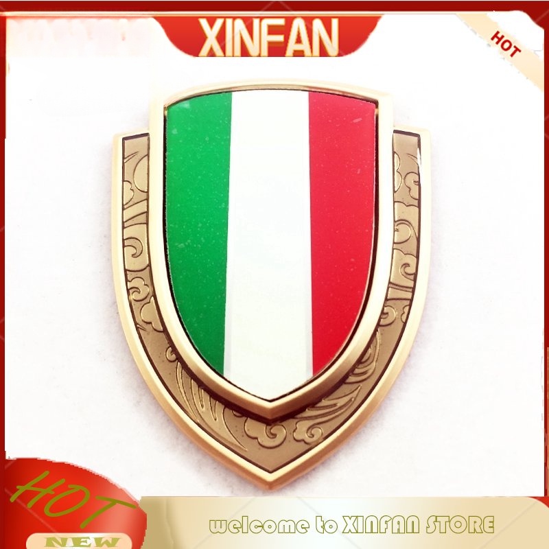 1 x Nhãn Dán Kim Loại Hình Lá Cờ Ý Độc Đáo Trang Trí Xe Hơi