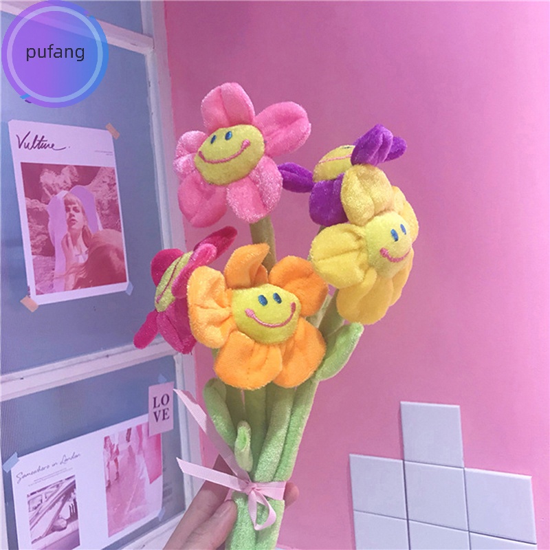 Pufang Đồ Chơi Khóa Rèm Cửa Hình Hoa Hướng Dương Mặt Cười Nhồi Bông Có Thể Uốn Cong Trang Trí Nhà Cửa vn