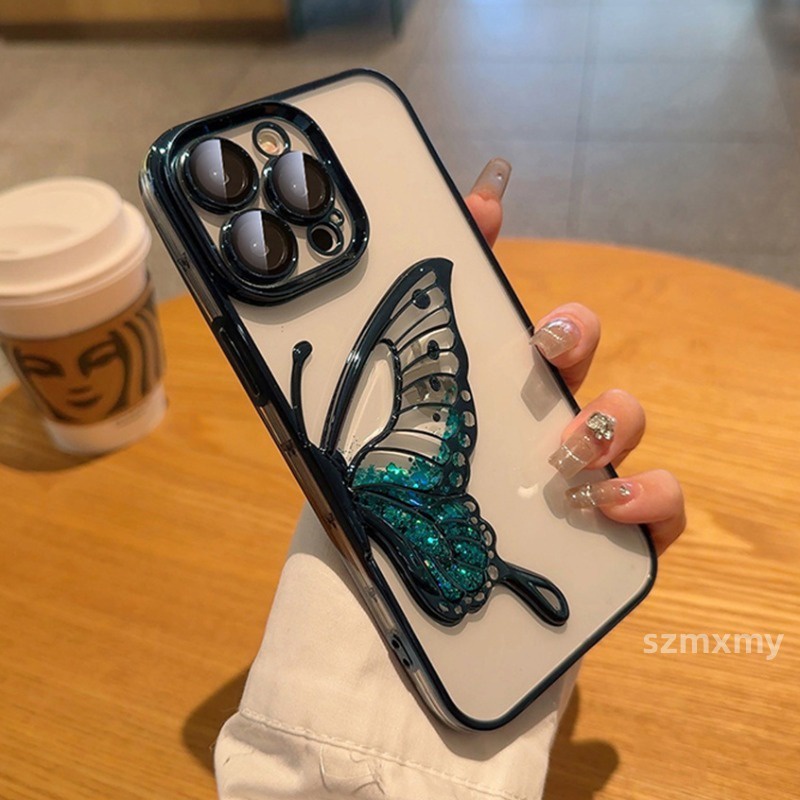 Ôp Điện Thoại Silicon Dẻo Trong Suốt Họa Tiết Bươm Bướm 3d Sang Trọng Chống Rơi Cho iphone 15 14 13 12 11 pro max Vỏ