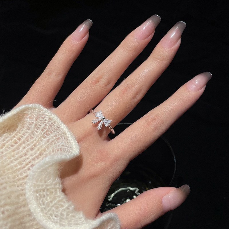 Nhẫn Hở Hình Nơ / Bướm Bằng Hợp Kim Cá Tính Đơn Giản Thời Trang