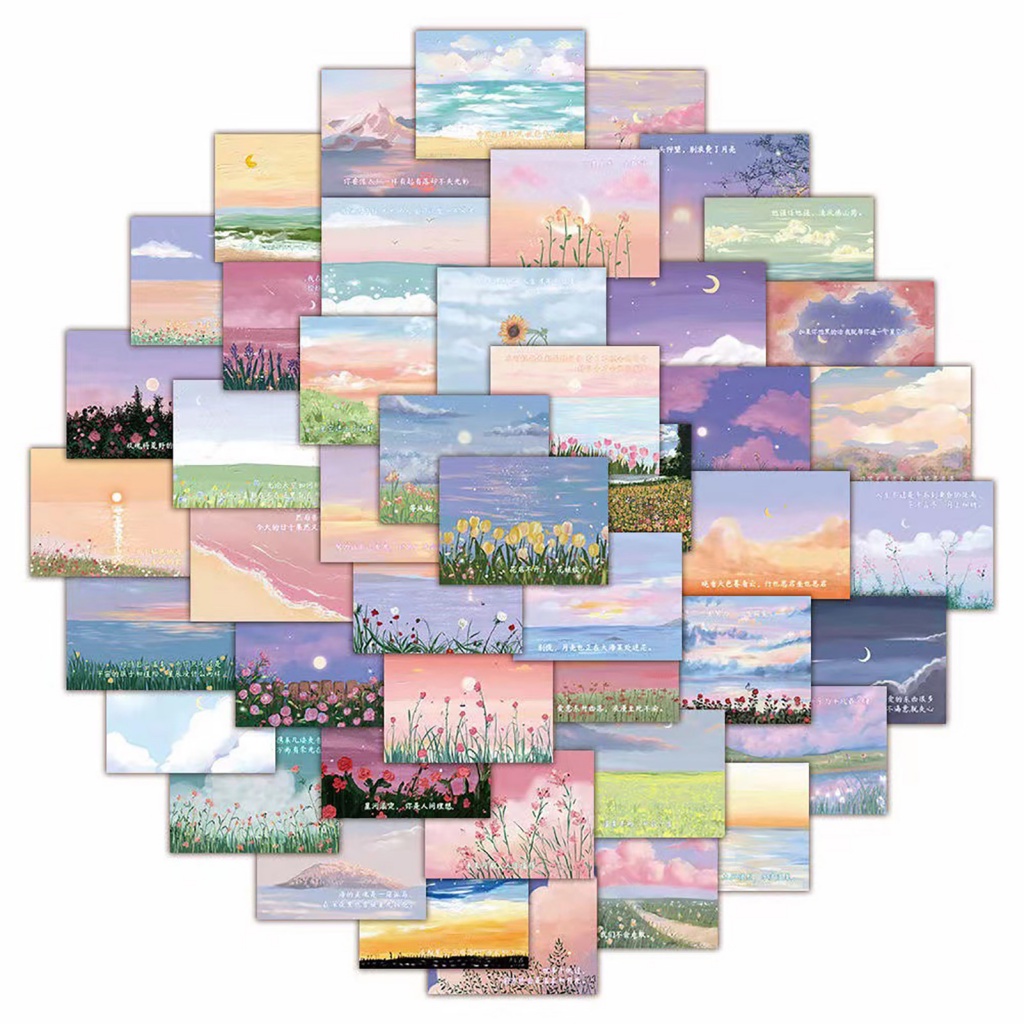 Bộ Đồ Chơi Trẻ Trung Năng Động Dành Cho Bé| Bộ 60 Miếng Dán Chống Phai Màu Phong Cảnh Hoạt Hình Trang Trí laptop