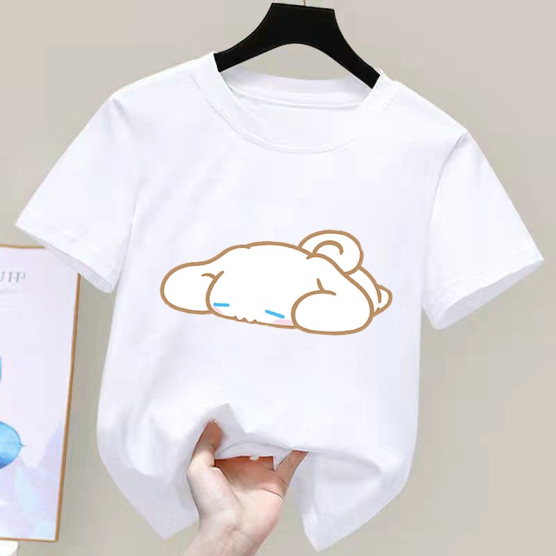 SANRIO Cinnamoroll Áo Thun Tay Ngắn y2k Thời Trang Mùa Hè Xinh Xắn Cho Bé Gái