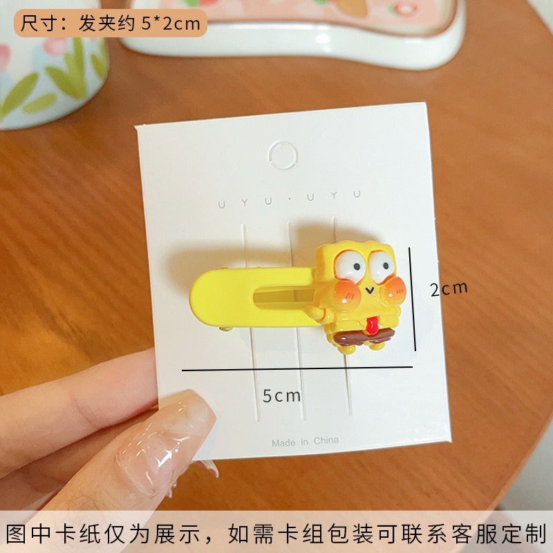 Kẹp Tóc Hình Vuông Cỡ Nhỏ Họa Tiết Hoạt Hình spongebob Dễ Thương Cho Bé Gái