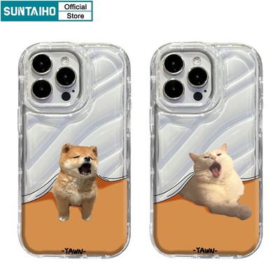Suntaiho Ốp Điện Thoại tpu Mềm Trong Suốt Chống Sốc In Hình Chó / Mèo Cho iphone 15 14 12 13 11 pro max ip 7 8 plus x xs xr xs max
