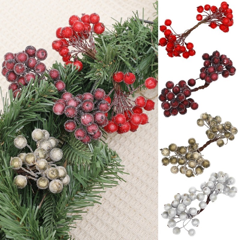 Hai Đầu Quả Mọng / berry Nhân Tạo Bằng Xốp Màu Đỏ mini Trang Trí Tiệc Cưới / Giáng Sinh diy