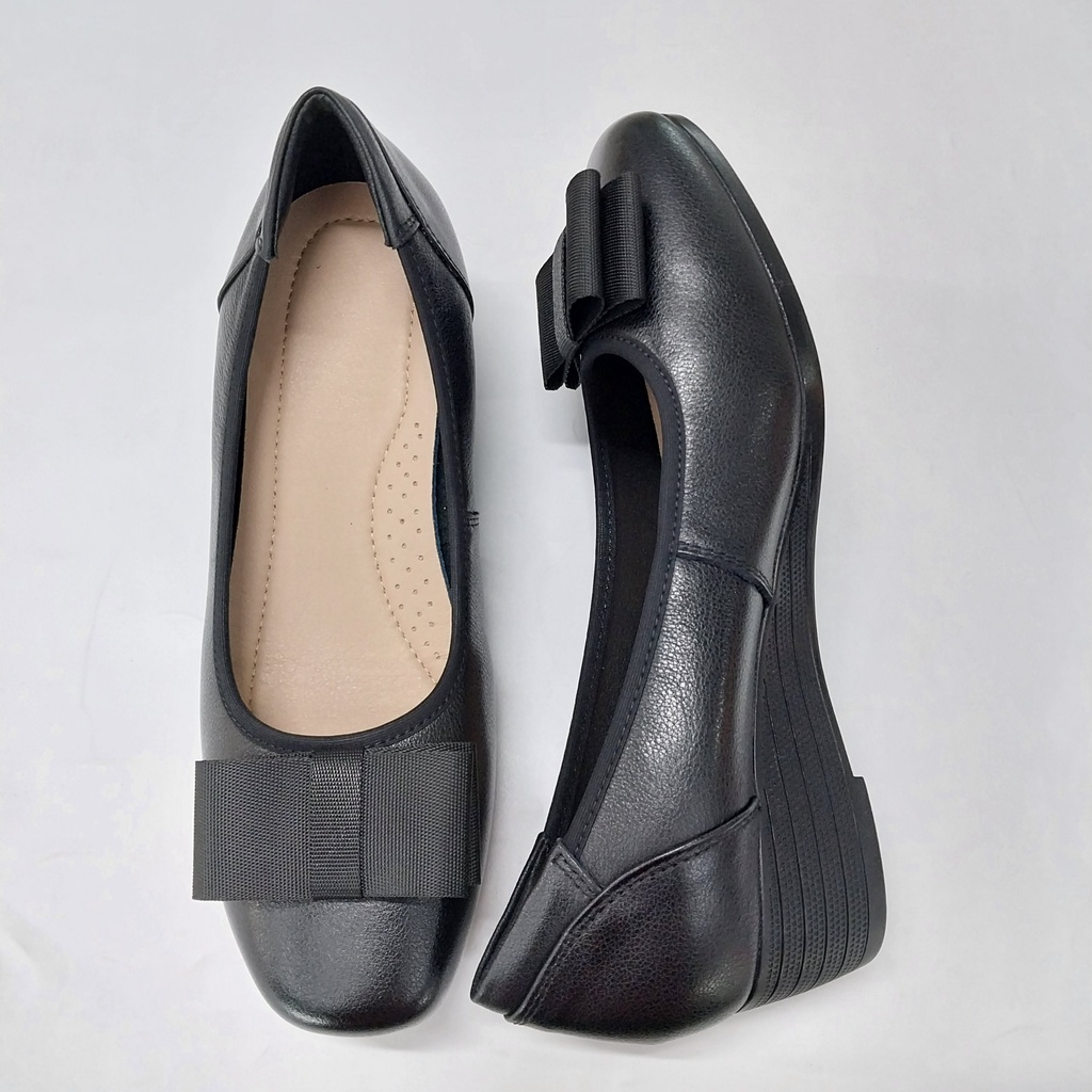 Giày VNXK đế xuồng họa tiết nơ ngang, mũi tròn 2cm