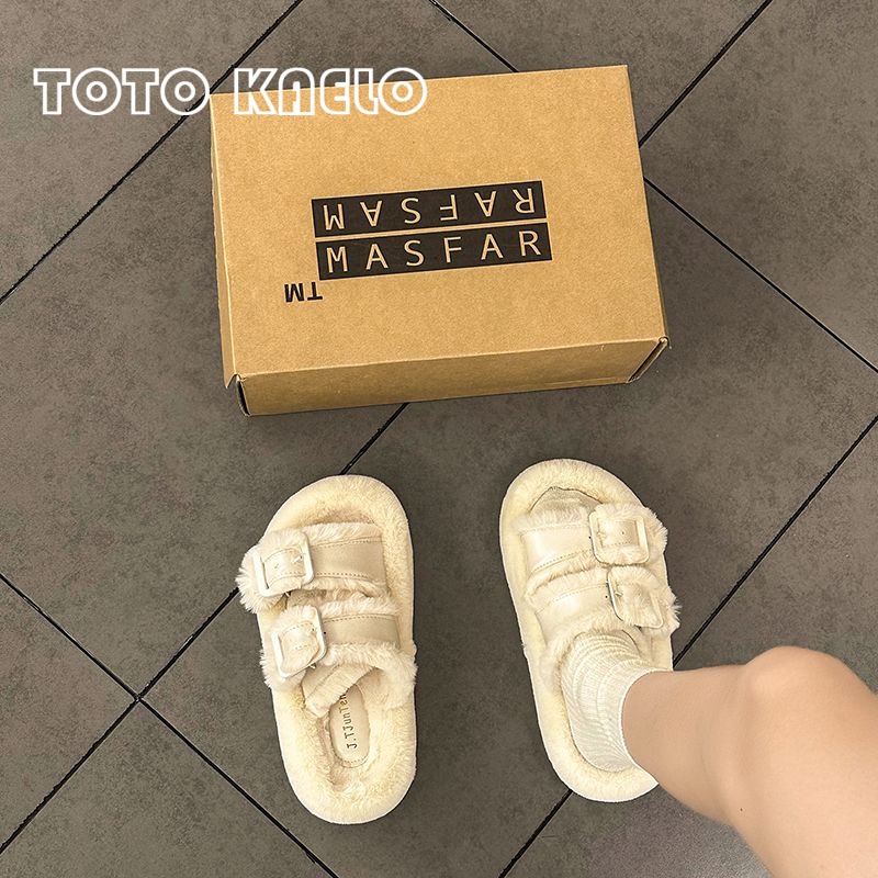 TOTOK  dép lông dép bông Đế Dày dép quai hậu đế cao 2023 hot trend Đẹp Đế linh hoạt Thời thượng Mềm mại FMR23A0O0Q 43Z231025