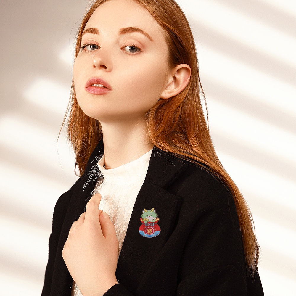 Ghim Cài Áo Hình Khủng Long Hoạt Hình Dễ Thương Phong Cách Trung Hoa