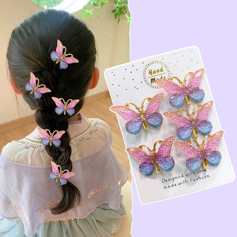 Set 5 Kẹp Tóc Ba Chiều Hình Bướm Dễ Thương Cho Nữ