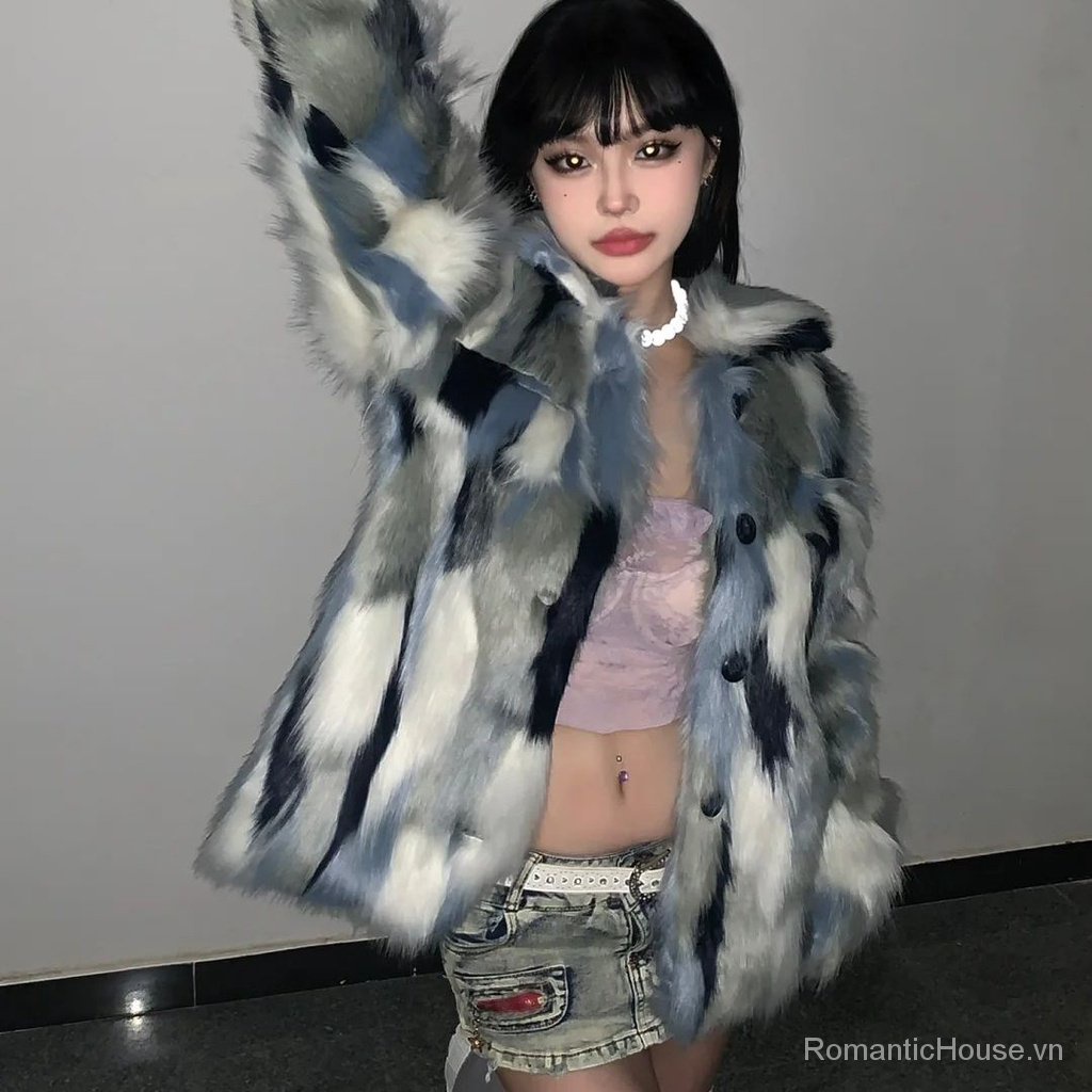 Áo Khoác Giả Lông Cáo Dày Dặn Phong Cách Hàn Quốc Thời Trang Mới 2023