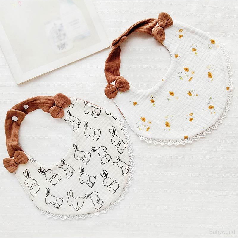 Khăn Lau Cho Bé Gái Sơ Sinh Bằng Vải cotton In Họa Tiết Nơ