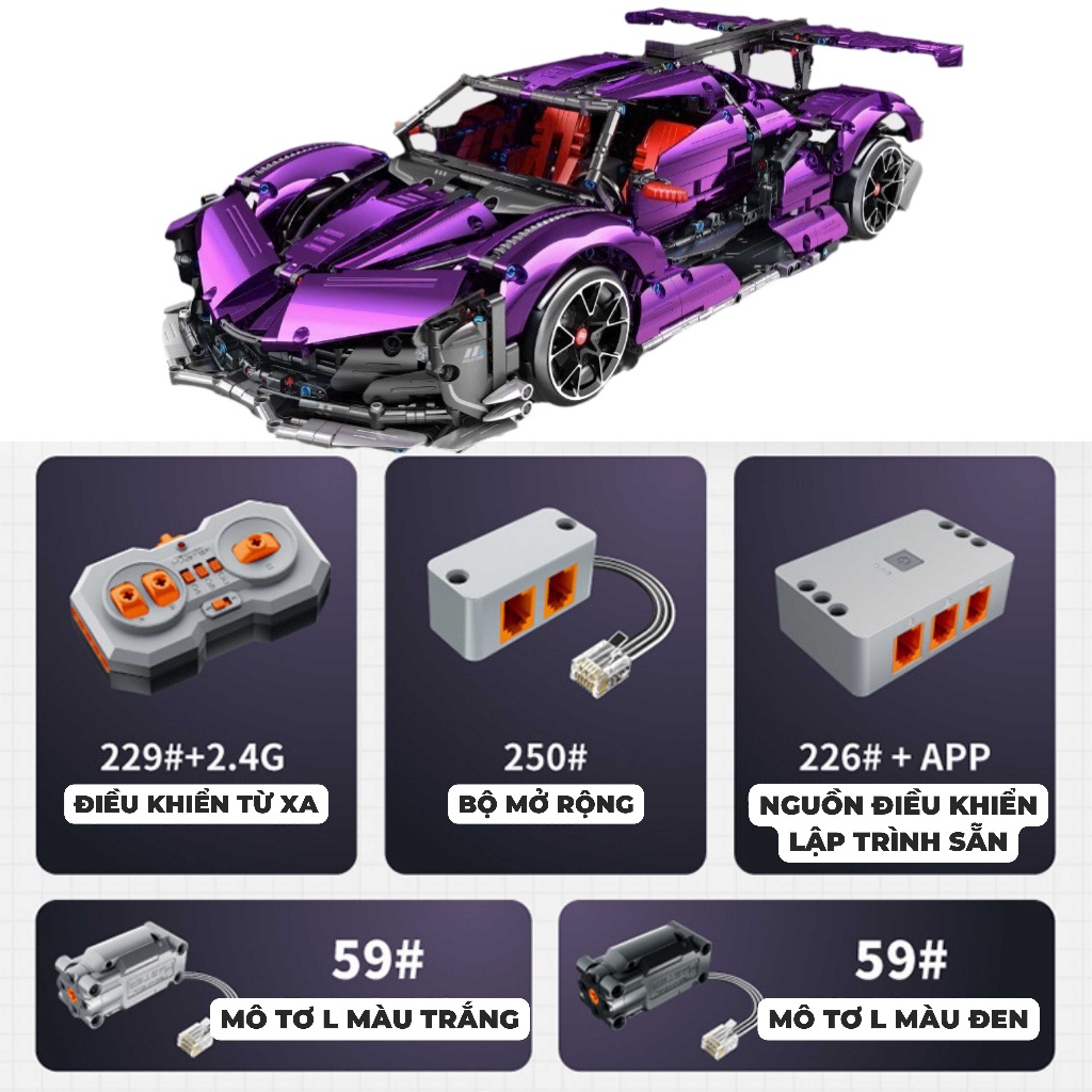 Mô hình lắp ráp siêu xe Apolo IE Imaster Màu Tím SKU 9827 2443PCS cung cấp bởi PlutonTặng ô tô