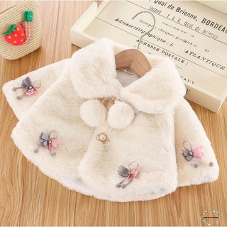 Áo Khoác cardigan Lông Xù Đính Nơ Dễ Thương Cho Bé Gái