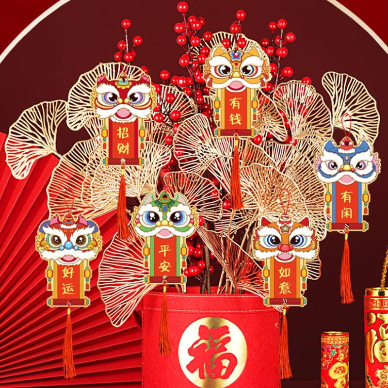 Set 6 Thẻ Treo Trang Trí Phòng Khách Hình Rồng Mừng Năm Mới 2024