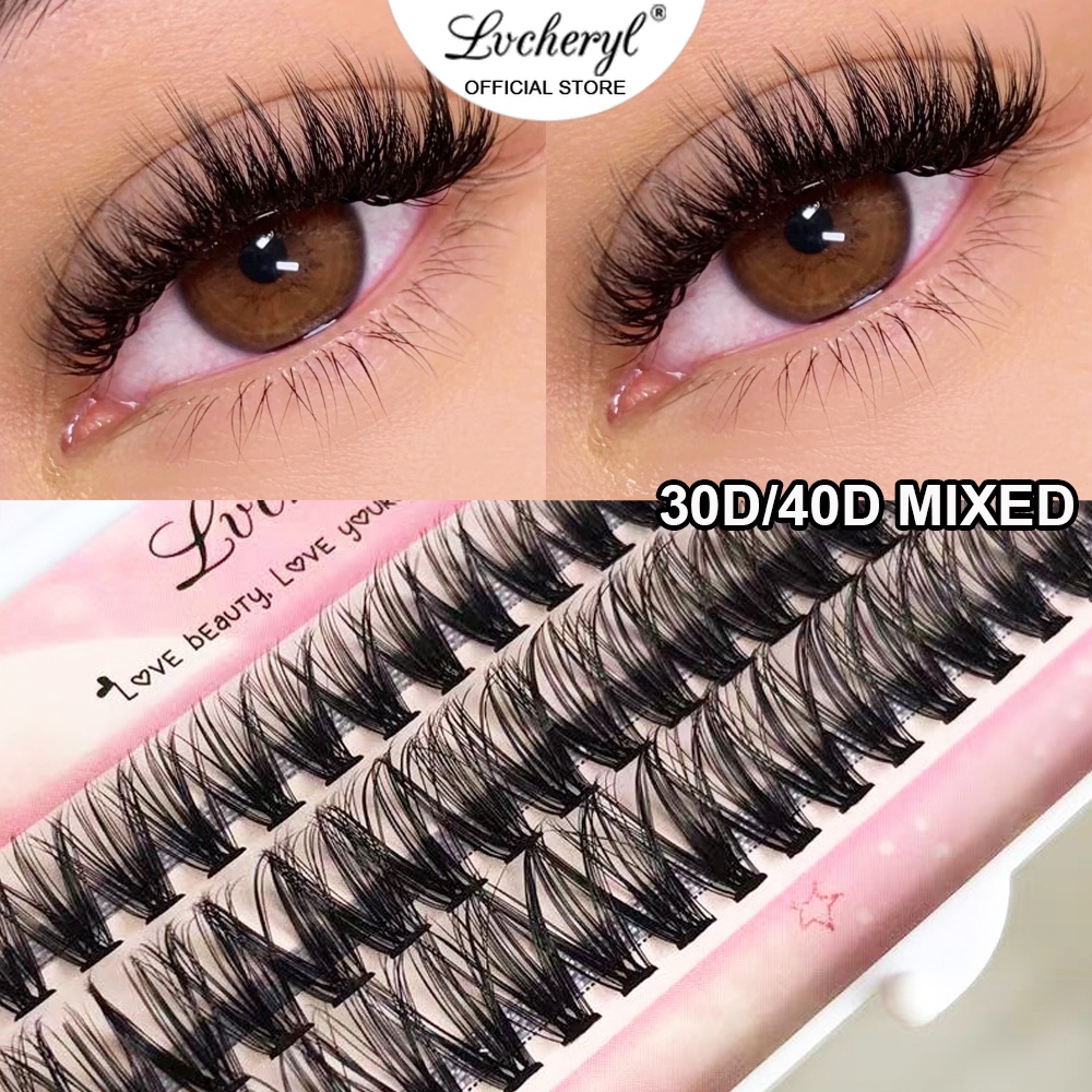 Lvcheryl Bộ 60 Cụm Lông Mi Giả 30D / 40D D-9-16 Mix 0.07mm Nối Dài Mi DIY