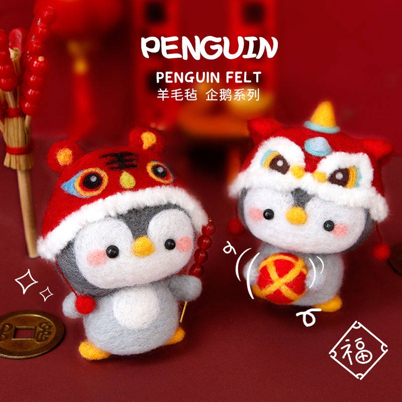 Thú Nhồi Bông Hình Chim Cánh Cụt Bằng Len Làm Thủ Công Sáng Tạo