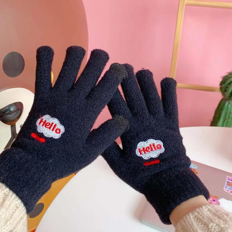 Găng Tay Len Cashmere Dày Dặn Giữ Ấm Mùa Đông Có Thể Chạm Màn Hình Cảm Ứng Dành Cho Nữ