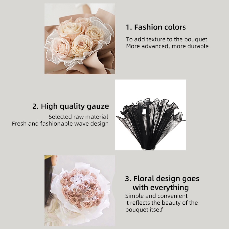 Giấy gói hoa-cuộn voan sóng viền ngọc trang trí bó hoa 28cm*4m YK