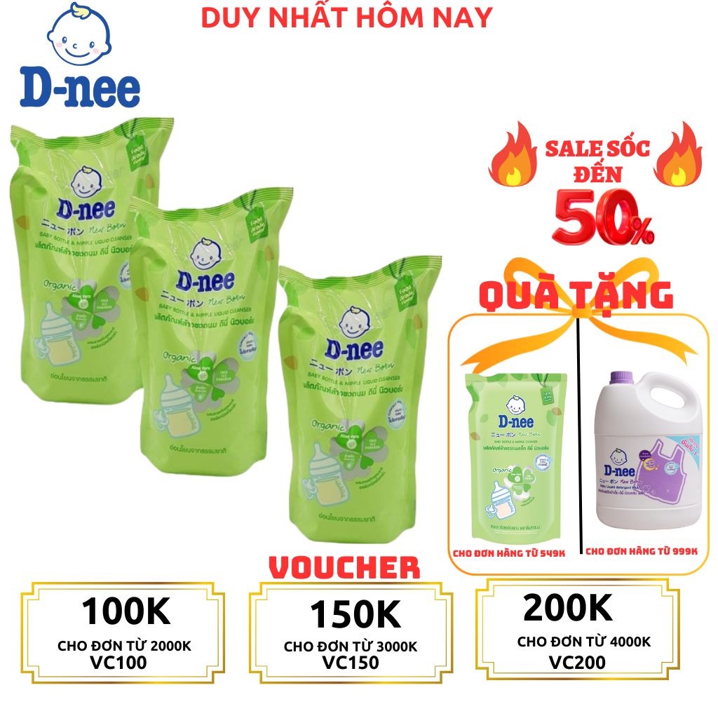Túi Nước xúc bình sữa Dnee, Nước rửa bình sữa Dnee dạng túi  550ml hàng xịn