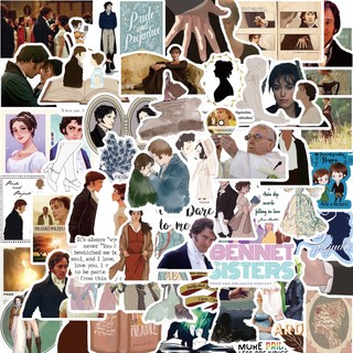 Y&p| hình dán chống nước pride and prejudice phim ảnh mũ bảo hiểm máy tính xách tay hành lý dán thiết lập, 50 tờ
