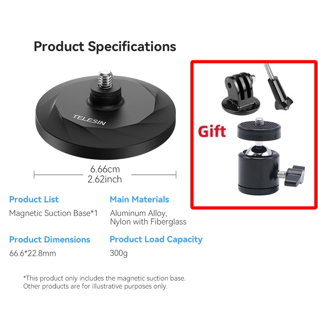 Telesin Giá Đỡ Máy Ảnh Từ Tính Cho dji osmo pocket 3 360 g03 gopro hero 12 11 10 9