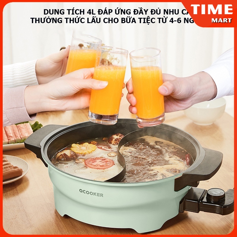 Nồi lẩu uyên ương Xiaomi Qcooker nồi lẩu đa năng 2 ngăn dành cho gia đình thiết kế hiện đại cao cấp