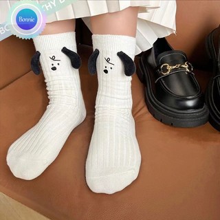 Bonnie cathy Vớ cotton Cổ Cao Mềm Mại Thoáng Khí In Hình Chú Chó Nhật Bản Dễ Thương Cho Nữ