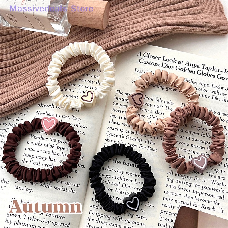 Dây Cột Tóc Co Giãn Hình Phô Mai Màu Cà Phê Sữa Phong Cách retro Thời Trang Cho Nữ 2023 Mới