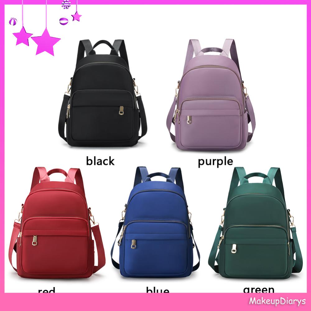 ★ Đồ Trang Điểm Trang Điểm ★ Au Balo Đeo Vai Có Dây Kéo Sức Chứa Lớn Màu Trơn Dành Cho Nữ