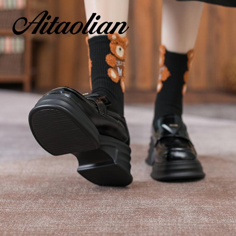 Giày Da Cao Gót 6cm Phong Cách retro Anh Quốc Cho Nữ