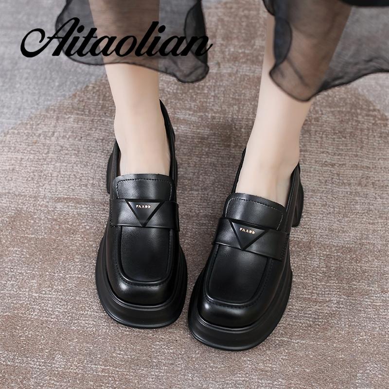 Giày Da Cao Gót 6cm Phong Cách retro Anh Quốc Cho Nữ