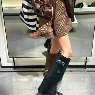 Hot girls wear new pants boots for autumn and winter 2023 thick-soled Knight boots black retro high-top pants boots