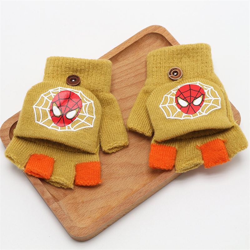 SUPER KIDS Găng Tay Hở Ngón Chống Lạnh Dày Dặn Cho Bé Trai Và Bé Gái Dễ Thương