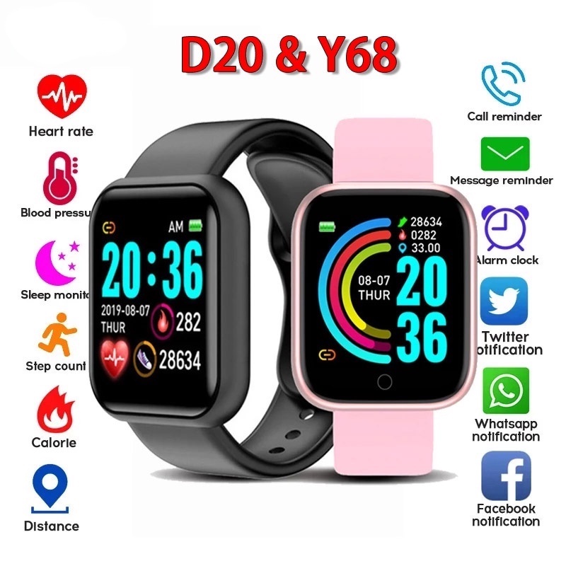 Bộ Đồng Hồ Thông Minh y68 / d20 bluetooth Chống Nước Cho Nam & Nữ ios