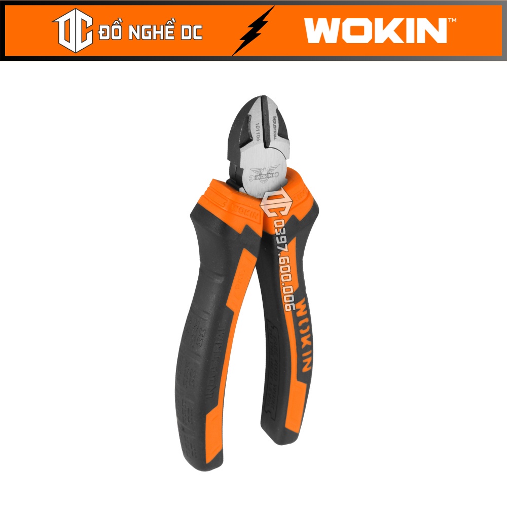 Wokin Kìm cắt công nghiệp đa năng 7"/180mm 101107  thép CR-V màu đen, dùng để cắt dây đồng, đồng thau, sắt,nhômvàthép-HP