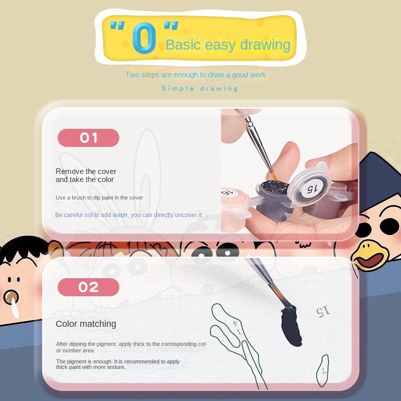 Fkfs Tranh Sơn Dầu Vẽ Tay Họa Tiết Hoạt Hình Dễ Thương