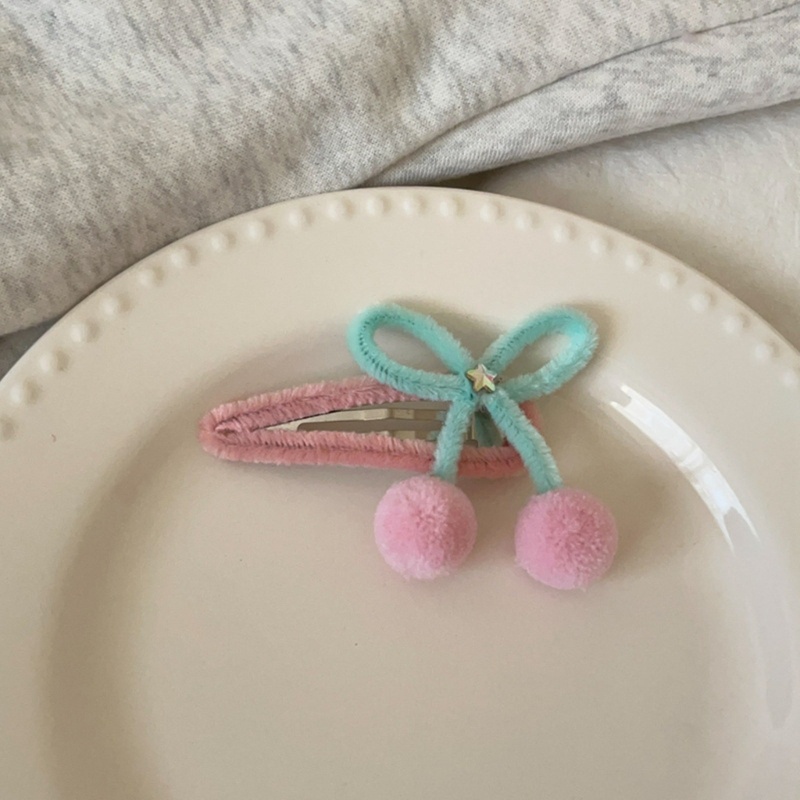 Kẹp Tóc Nơ Phủ Lông Nhung Dễ Thương Xinh Xắn Dành Cho Nữ