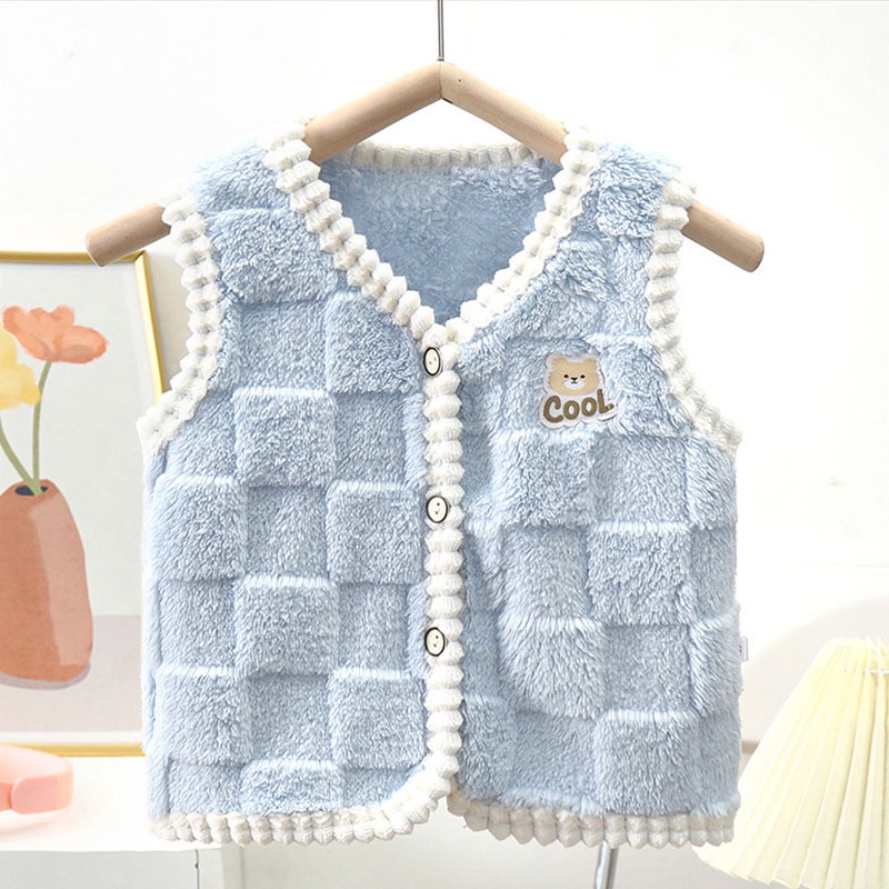 Momo Áo Vest Nhung Dày Hai Mặt Giữ Ấm Thời Trang Cho Bé Trai Và Bé Gái
