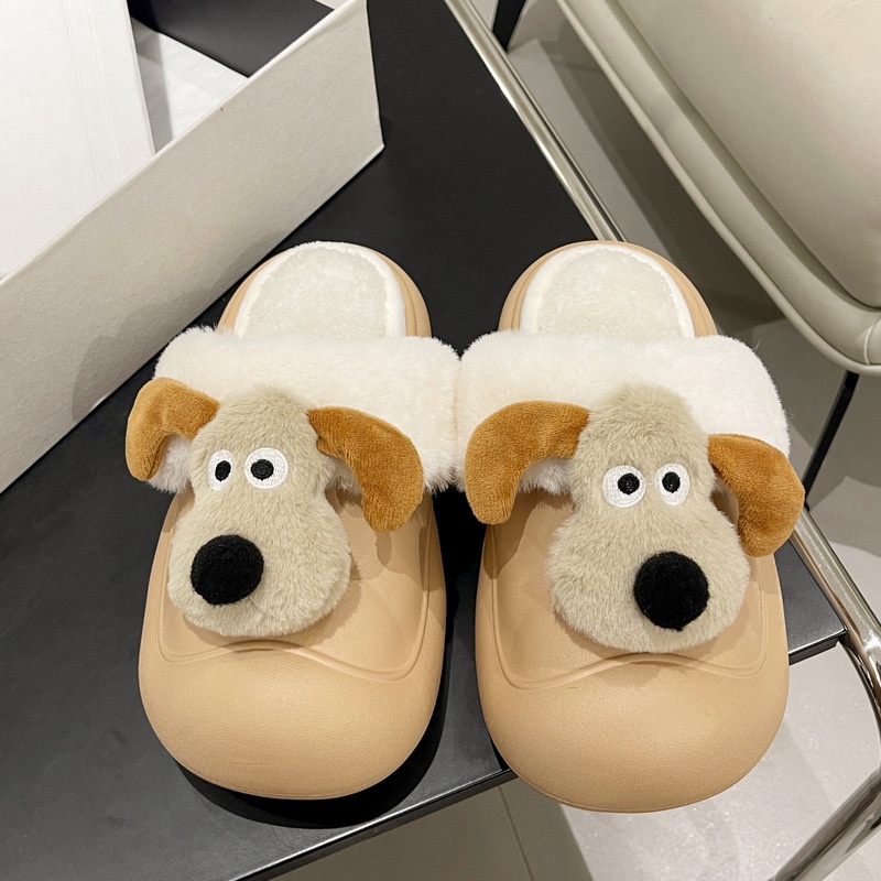 😻Dép Bông cotton Đi Trong Nhà Chống Trượt Hình Chú Chó Hoạt Hình Dễ Thương Thời Trang Thu Đông