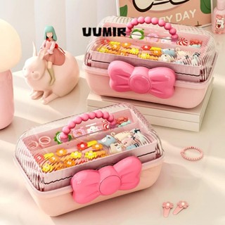 UUMIR Hộp Đựng Kẹp Tóc / Trang Sức Nhiều Tầng Chống Thấm Nước Đính Nơ Dễ Thương Cho Bé