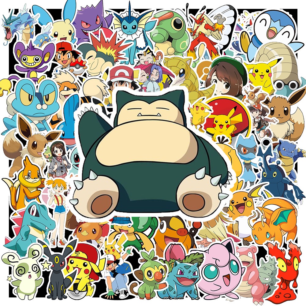 Sticker Chống Nước - 100 Miếng Dán Trang Trí Máy Tính Xách Tay | Xe Máy | Điện Thoại - Hình Pokemon Dễ Thương