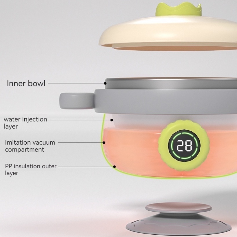 Bát Ăn Giữ Nhiệt Bằng Thép Không Gỉ 316 400ml Có Màn Hình Hiển Thị Nhiệt Độ